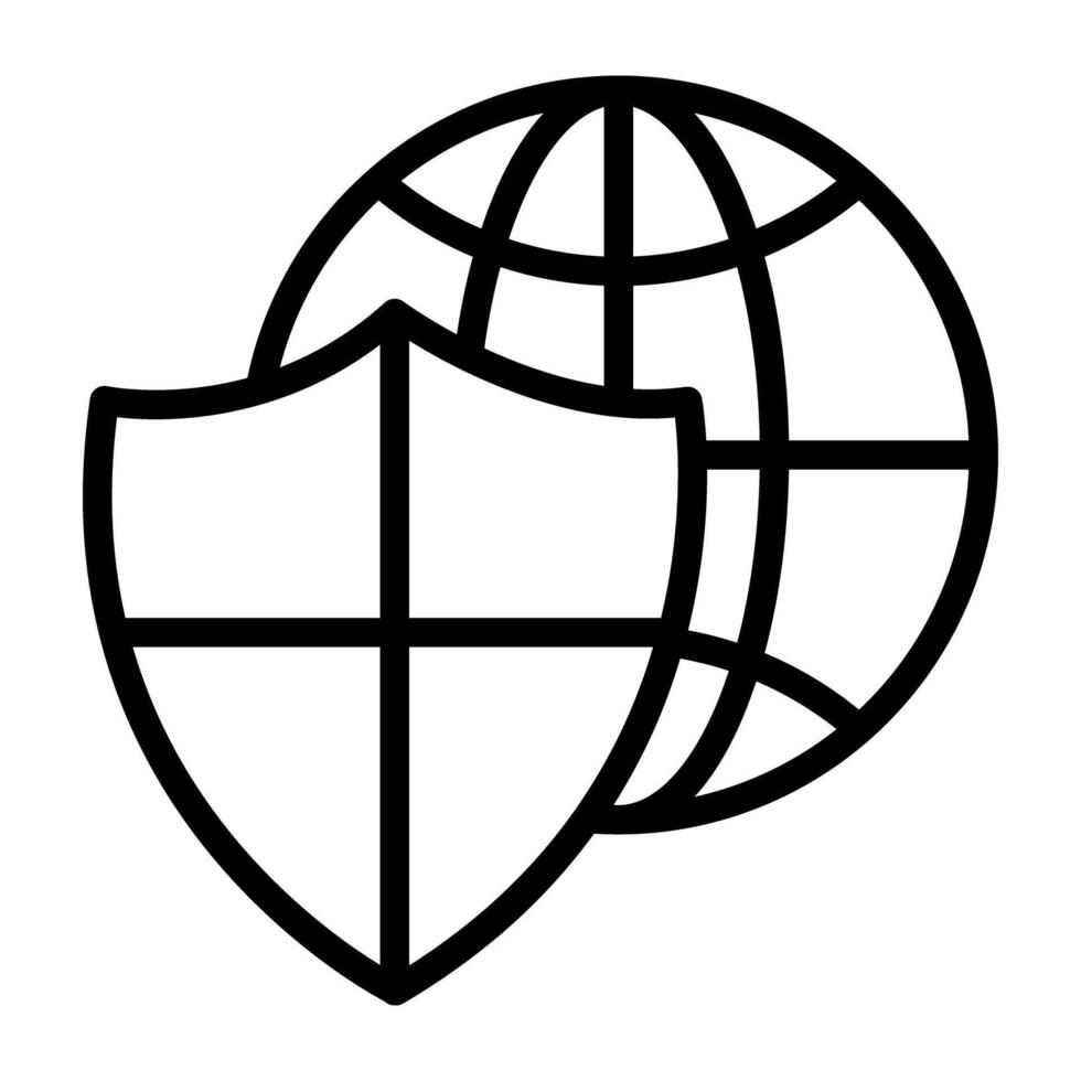 Globe with shield, icon of global security vector