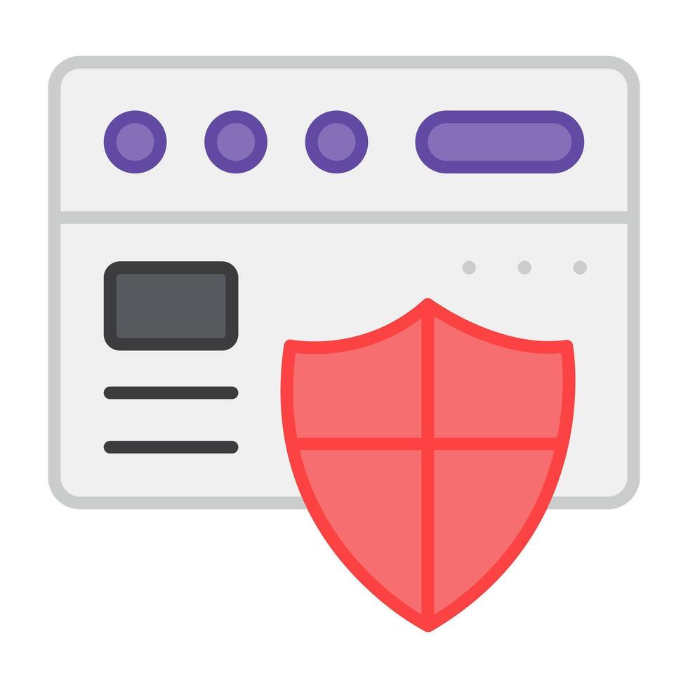 Shield on web page denoting concept of secure website vector