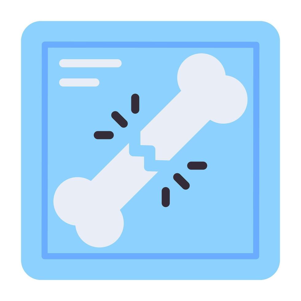 A flat design vector of broken bone