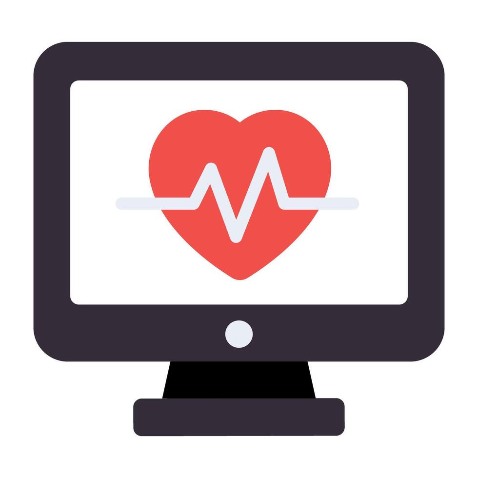 Heartbeat inside monitor depicting ecg monitor icon vector