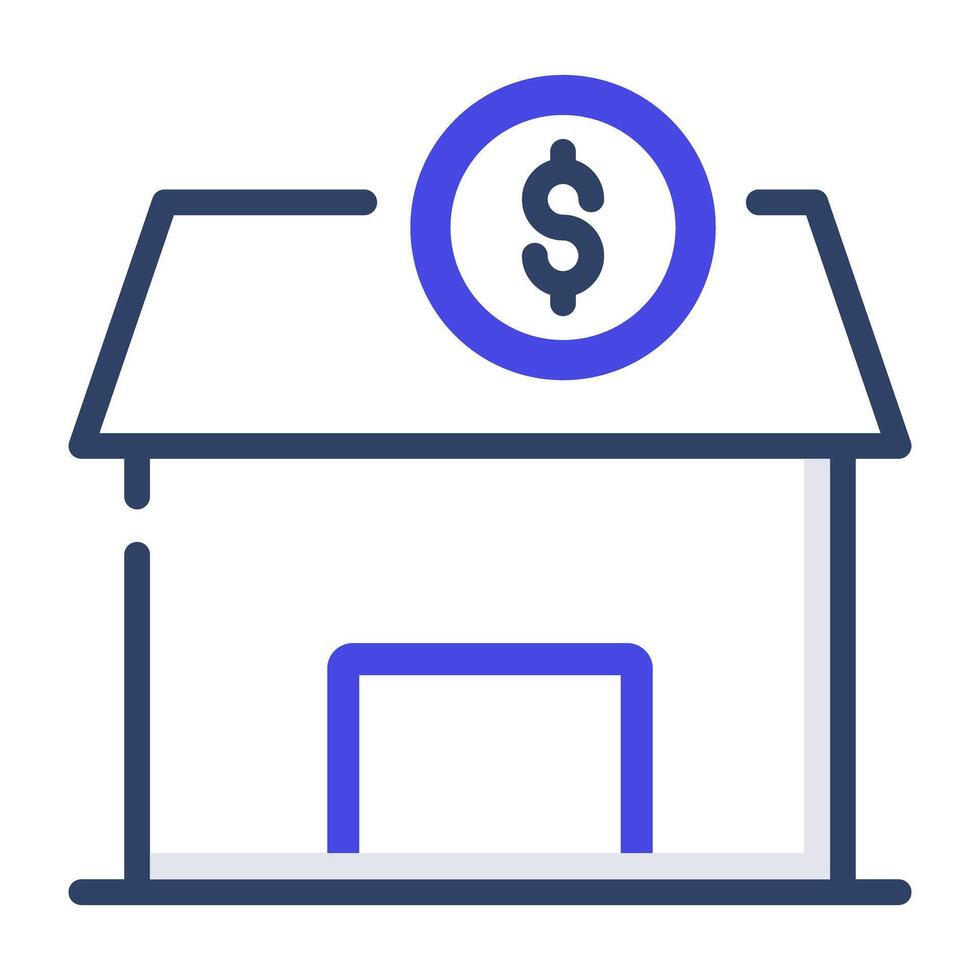 An outline design, icon of money house vector