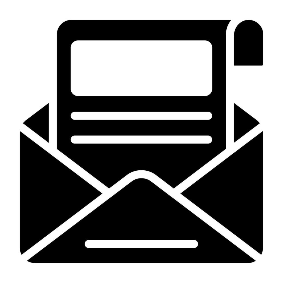 icono de abierto correo, sólido diseño vector