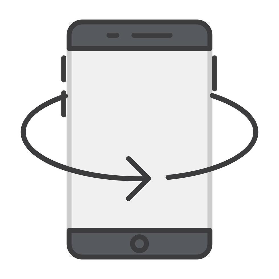 Rotating arrow with smartphone, icon of tilt phone vector