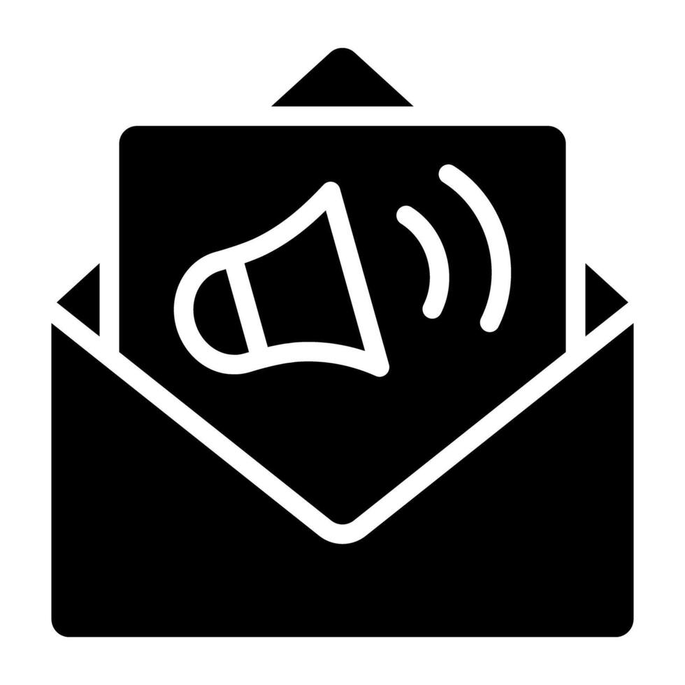A glyph design icon of audiomail vector