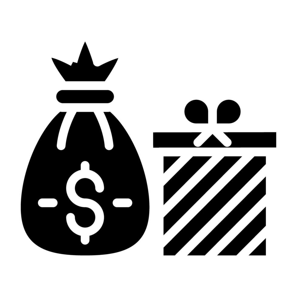 Money bag with gift box icon vector