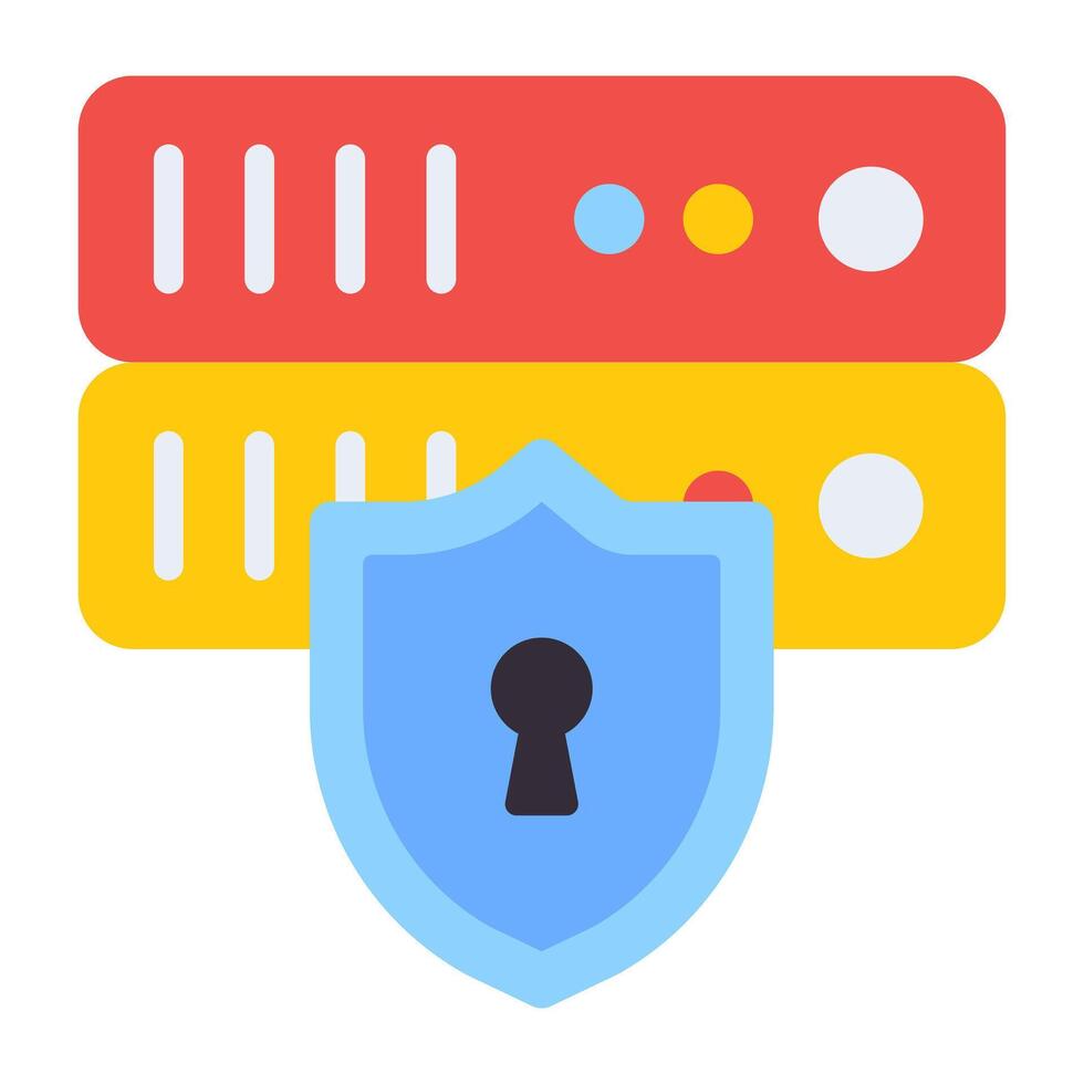 A flat design, icon of server protection vector