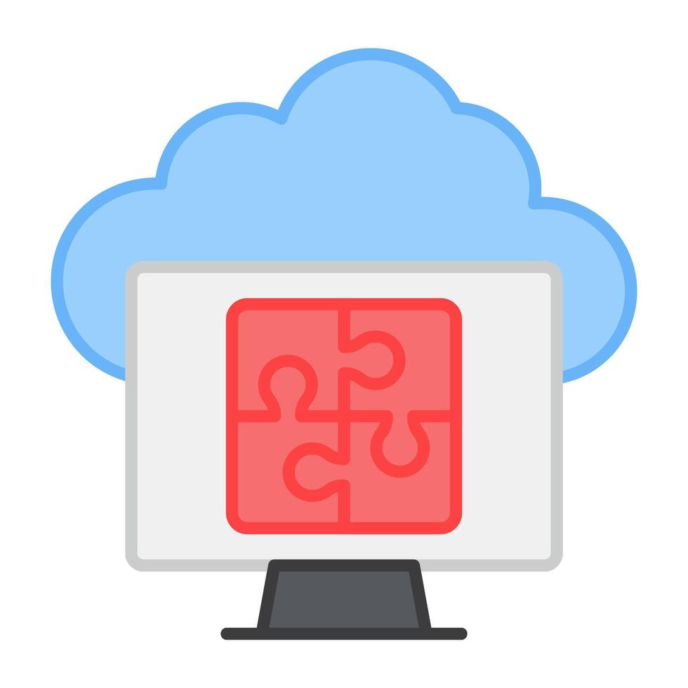 A flat design, icon of cloud puzzle solution vector