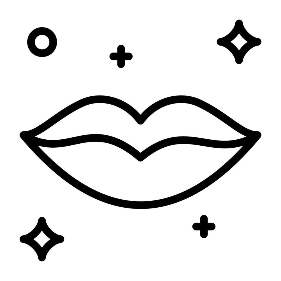 An icon design of glossy lips, editable vector