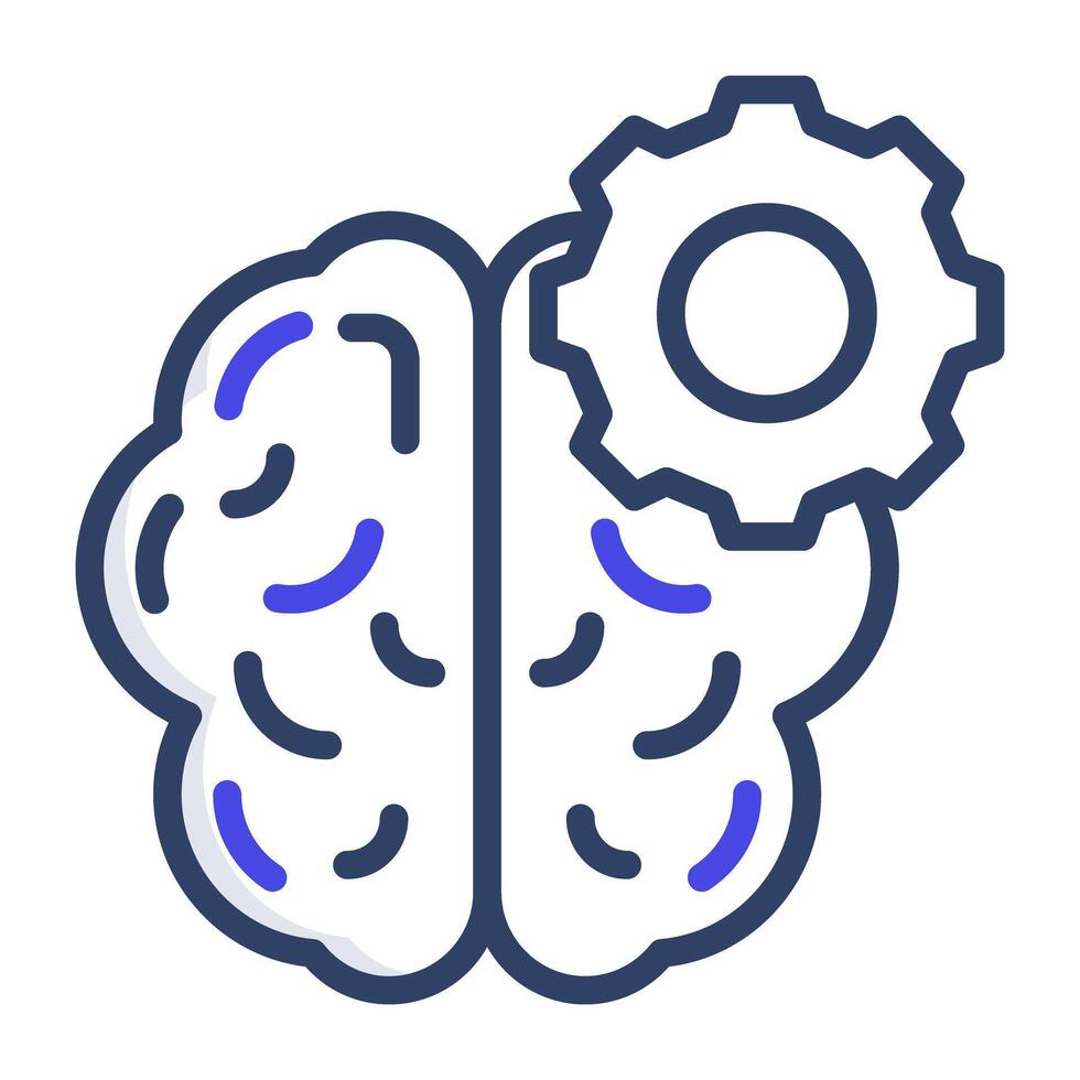 Mind with gear, icon of brain development vector