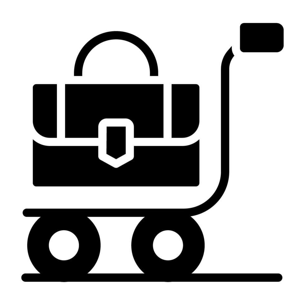 Solid design, icon of luggage trolley vector