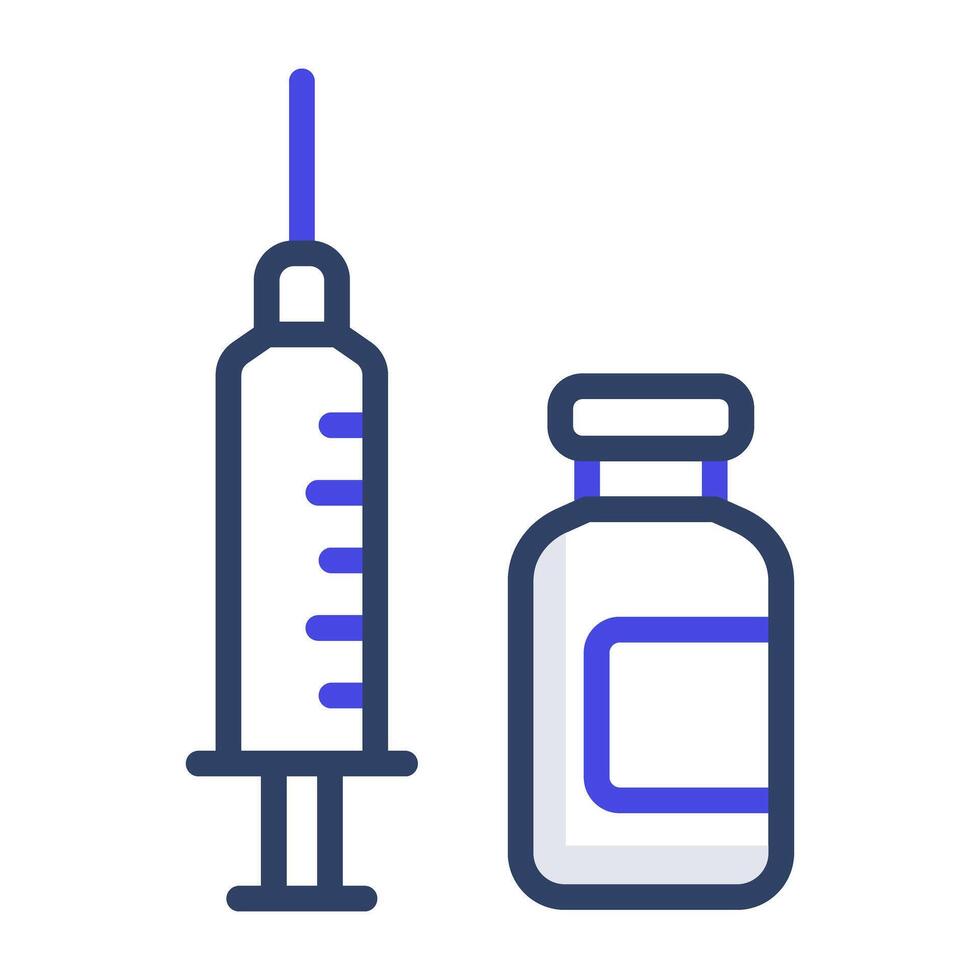 A trendy vector design of plastic syringe with vial, vaccination