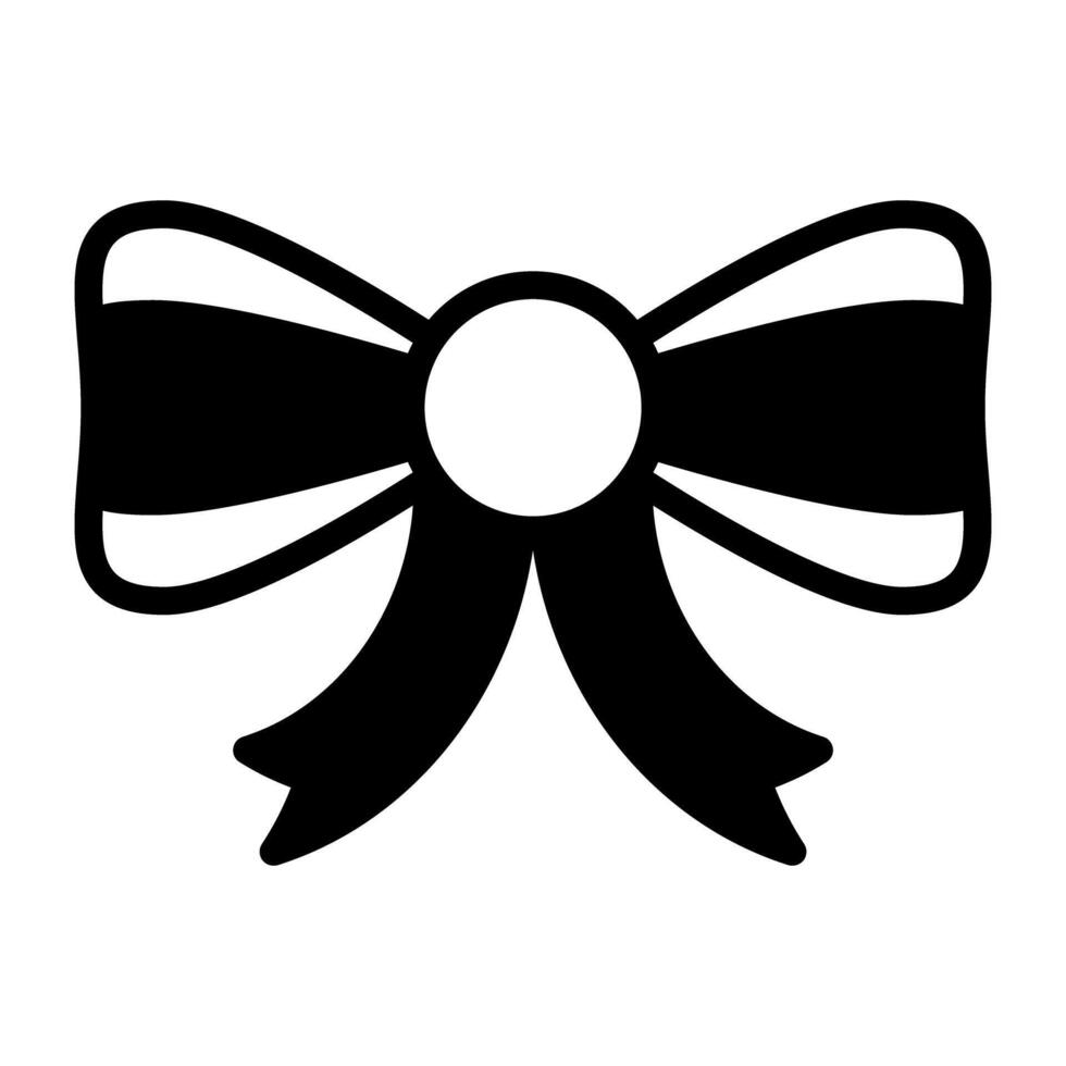 Icon of beautiful ribbon bow in solid vector design