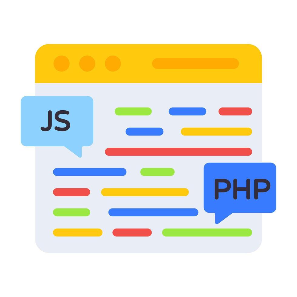 A flat design, icon of php coding vector