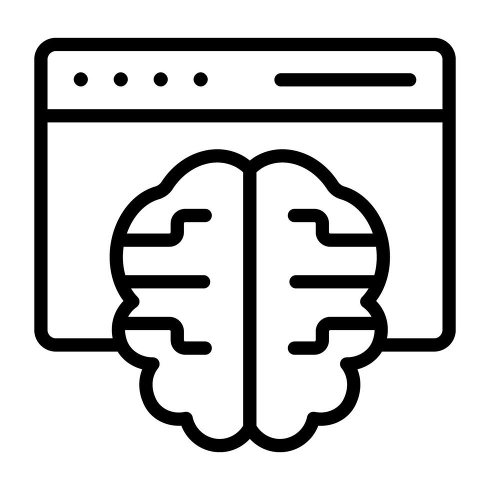 Brain on web page depting concept of online brain learning icon vector