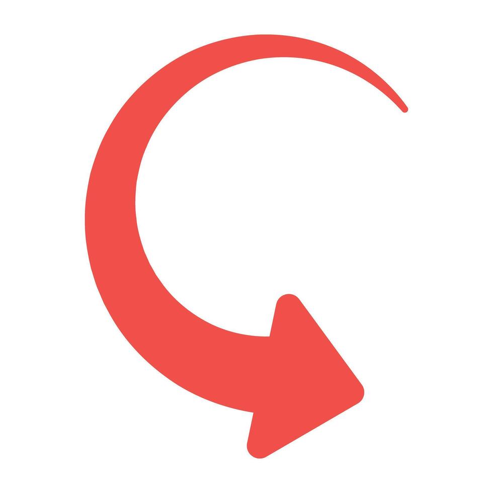 A modern style icon of curve clockwise arrow vector
