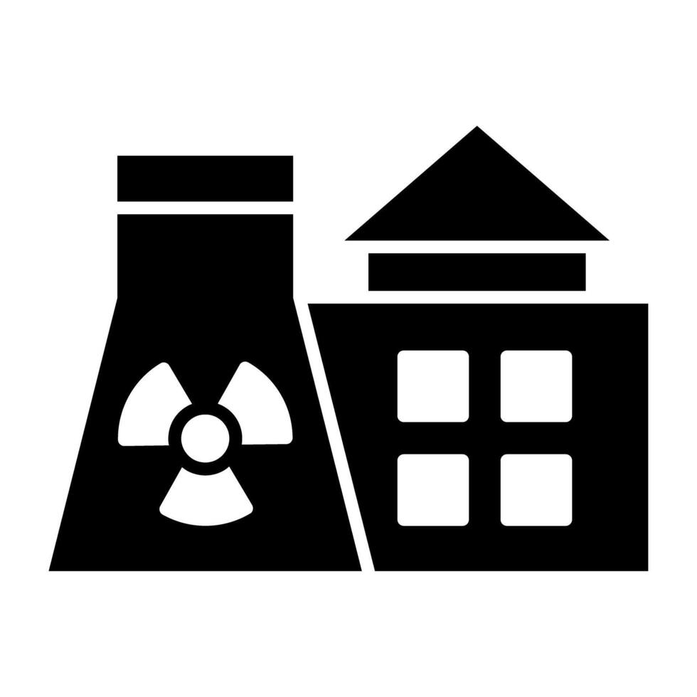 A glyph design, icon of nuclear plant vector