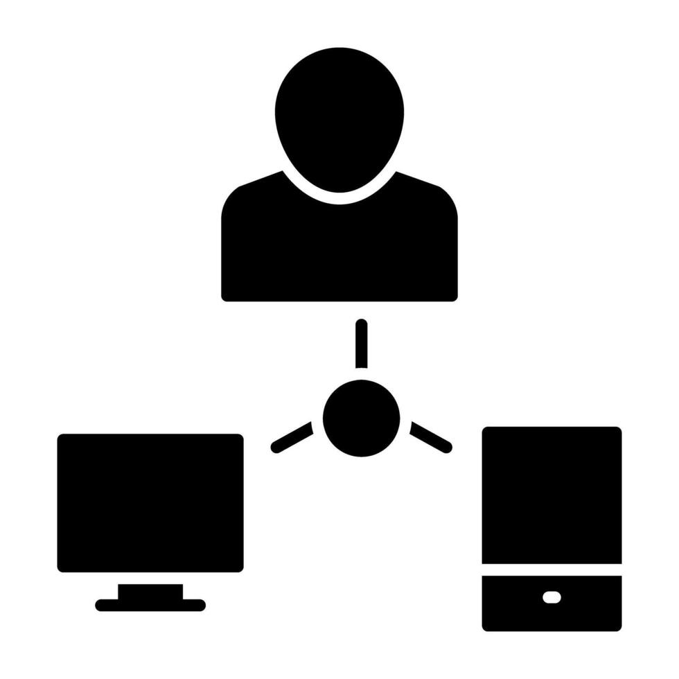 A flat design, icon of user network vector