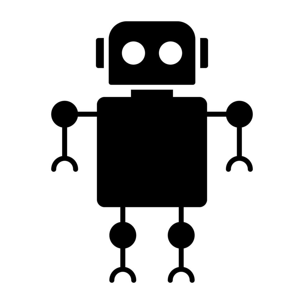 A glyph design, icon of robot vector