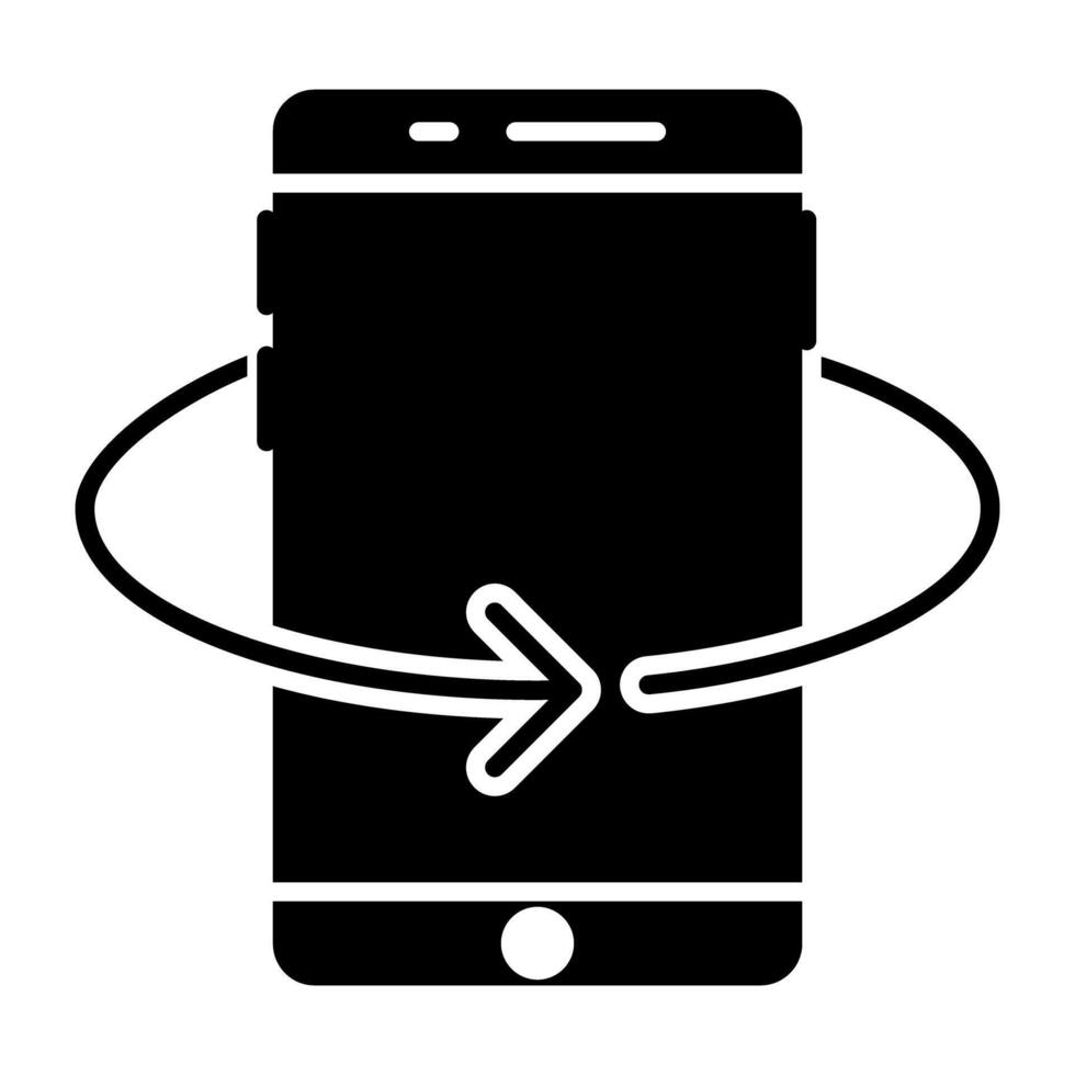 Rotating arrow with smartphone, icon of tilt phone vector