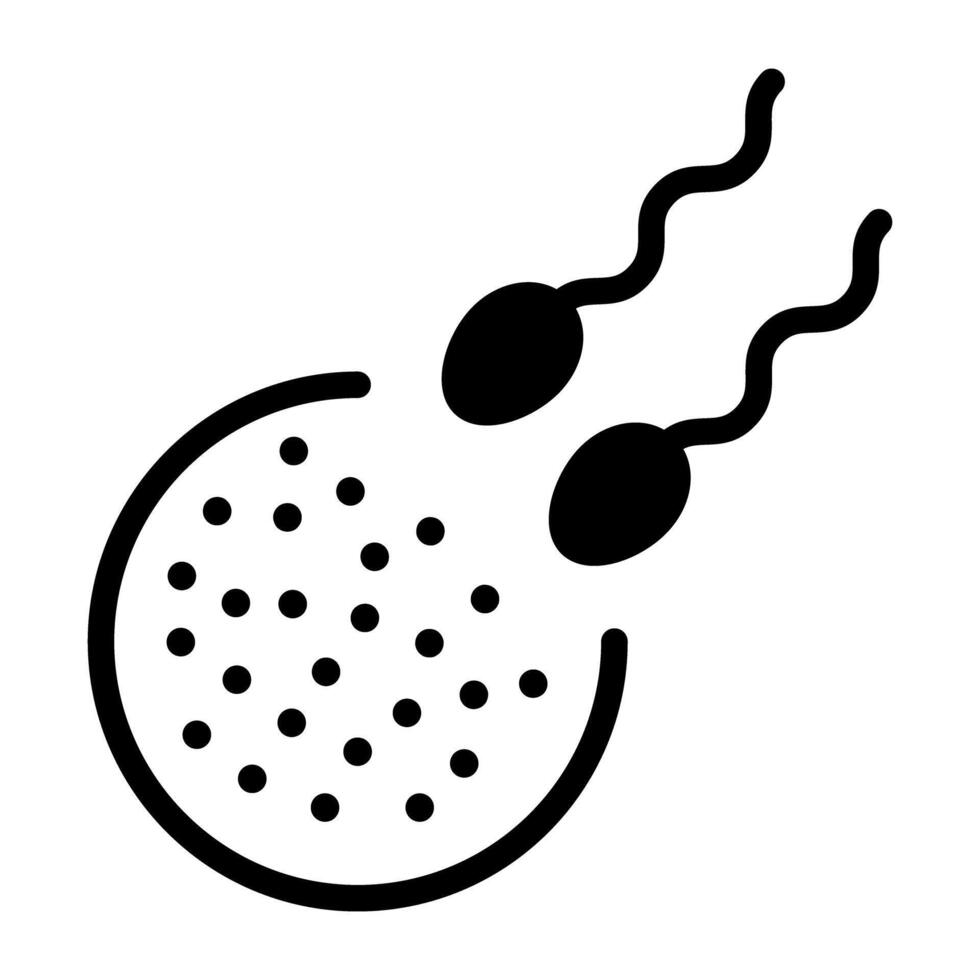 Sperms enter the ovum, concept of conception icon vector