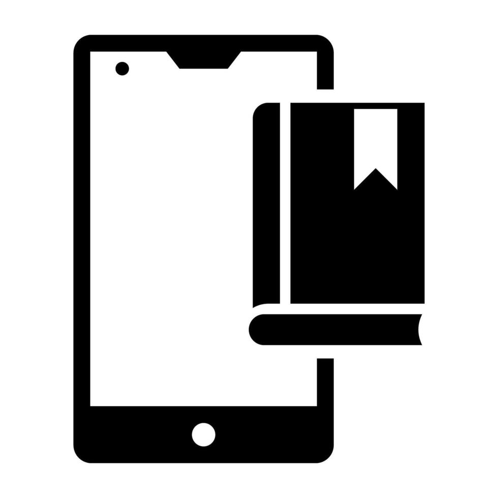 Booklet with smartphone, icon of mobile book vector