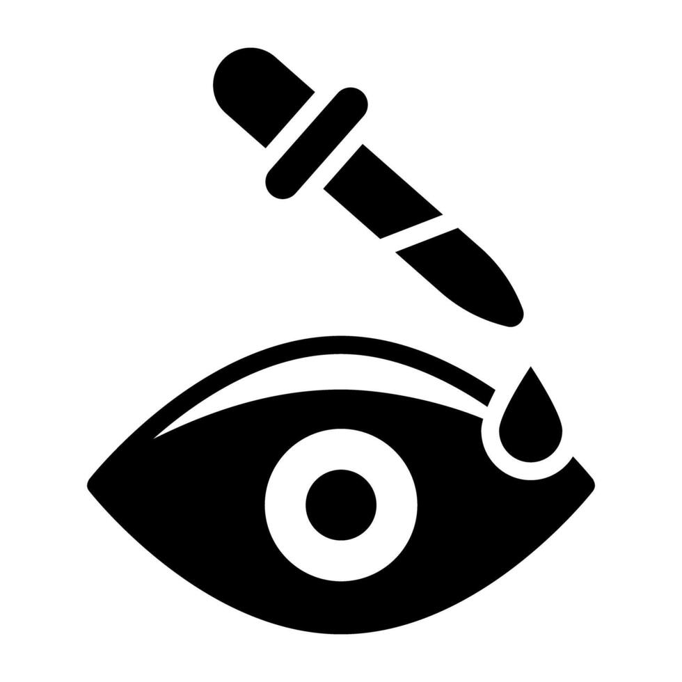 Eye with dropper bottle, eye drops vector