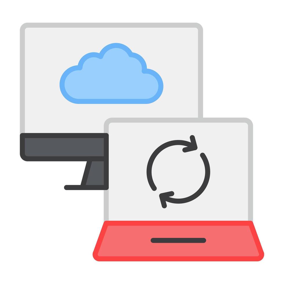 A flat design, icon of cloud syncing vector