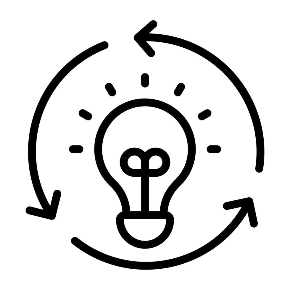 ligero bulbo con flechas, concepto de idea reciclaje icono vector