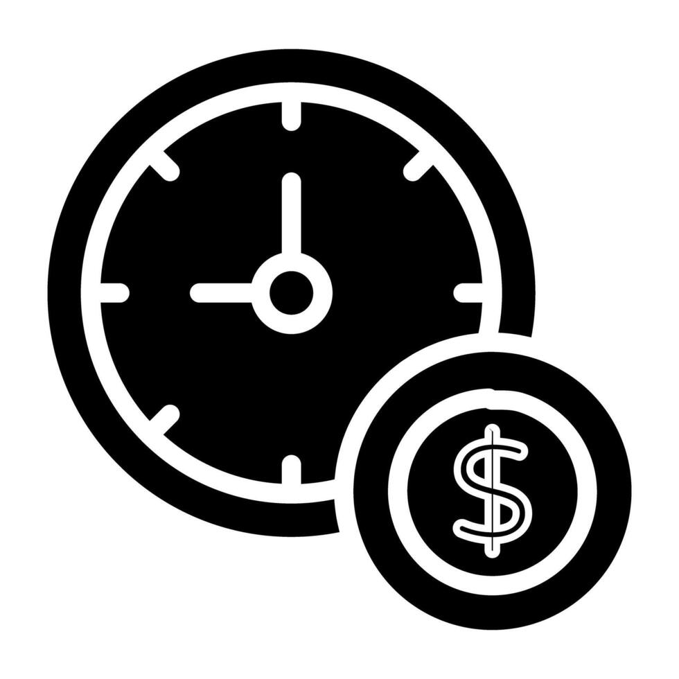 hora es dinero icono en moderno diseño, reloj con dólar vector