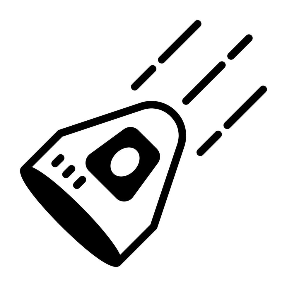 solid vector design of falling space capsule icon