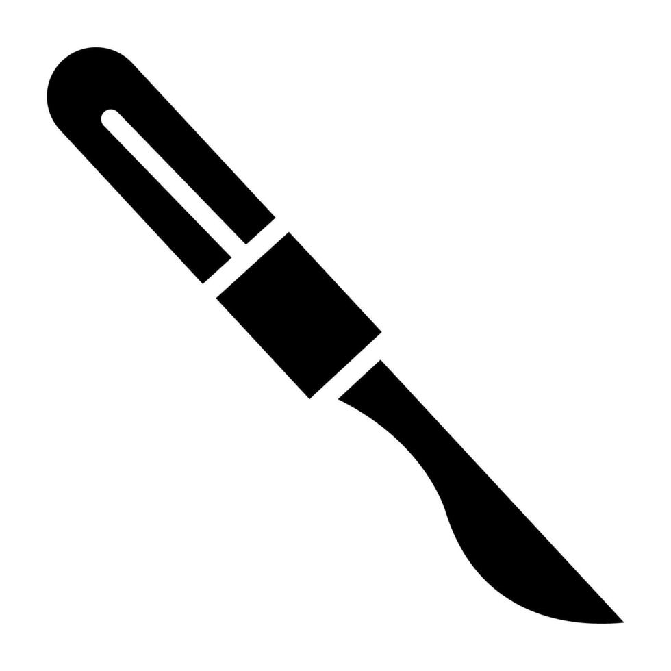 Medical surgical tool icon, glyph style of scalpel vector