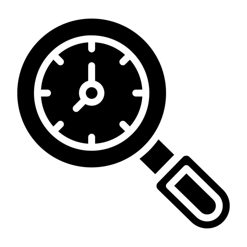reloj debajo aumentador vaso, buscar historia icono vector