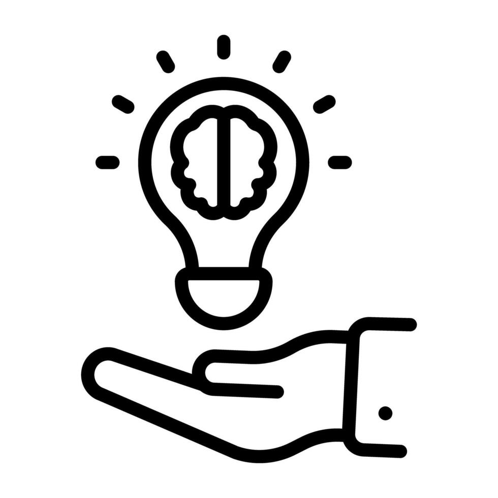 Light bulb on hand, offer idea icon vector