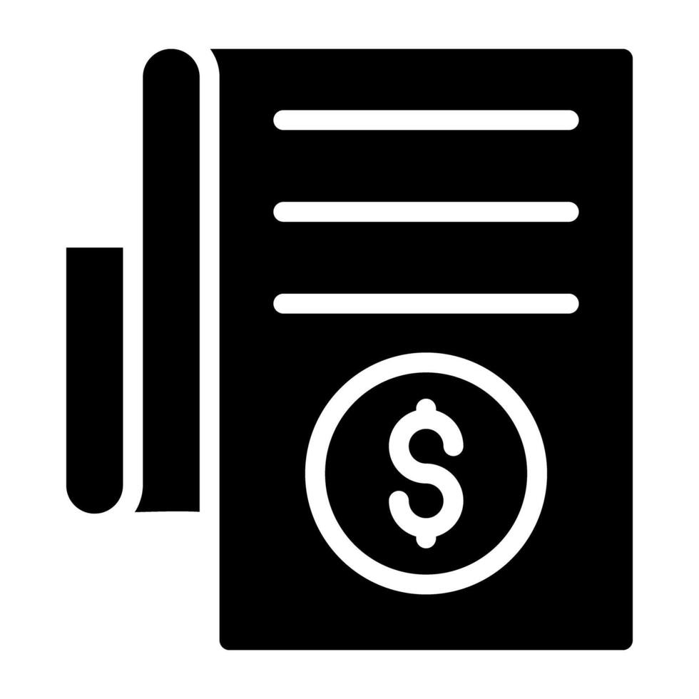 Icon of folded paper with dollar, invoice vector