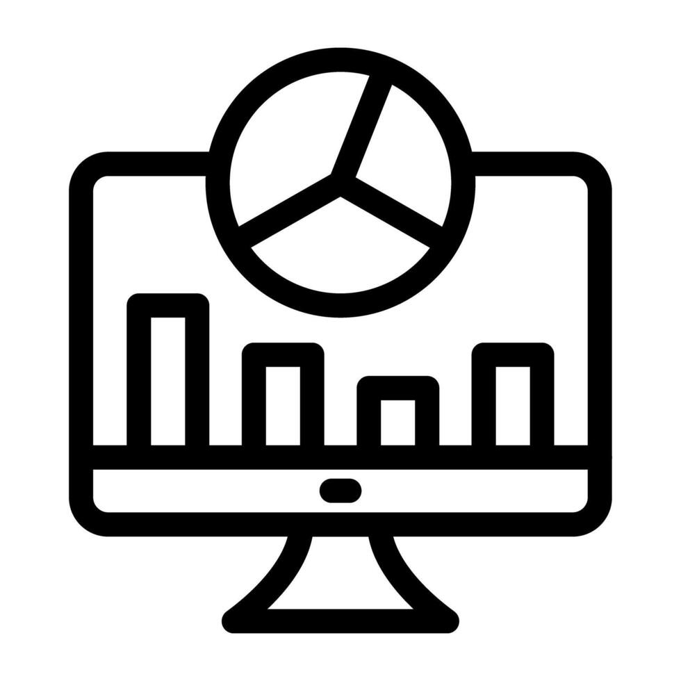Online data analytics icon in outline design vector