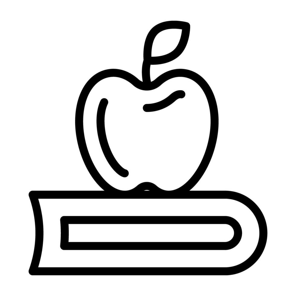 manzana con libro, sano conocimiento icono vector