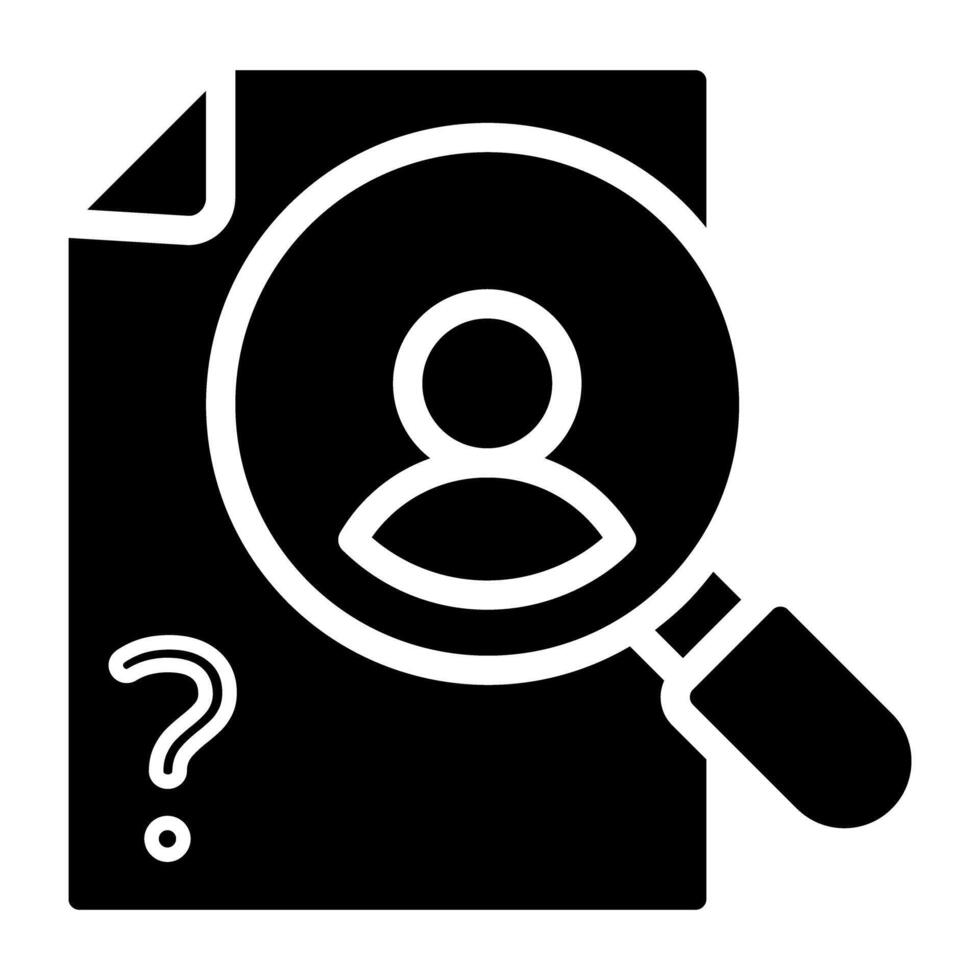 Avatar under magnifying glass, investigation list icon vector