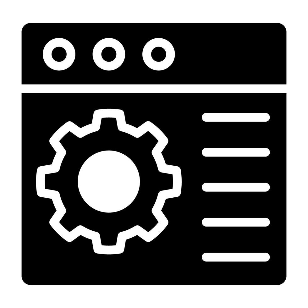 Gear on web page, concept of web setting icon vector