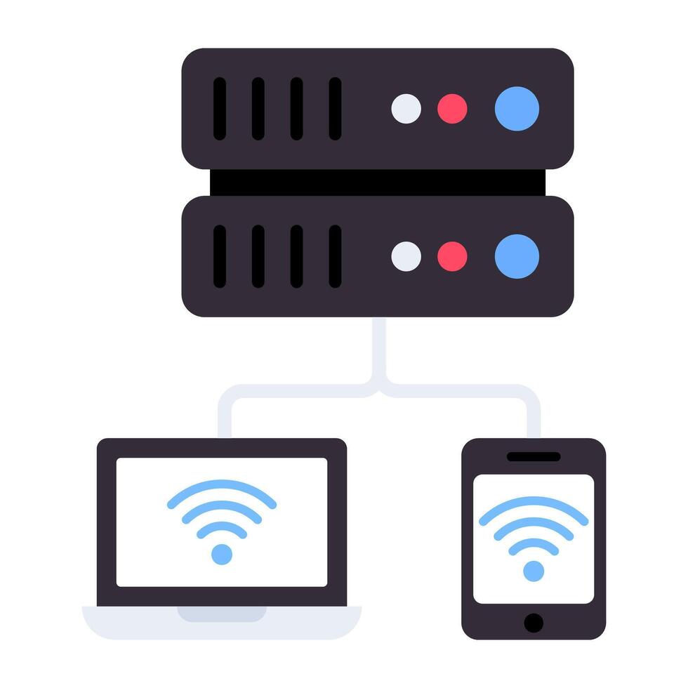 A flat design, icon of server connection vector