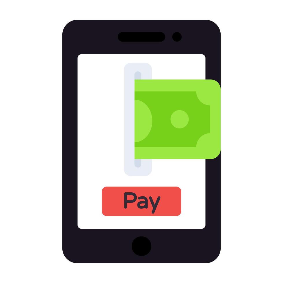 An icon design of mobile payment, banknote with smartphone vector