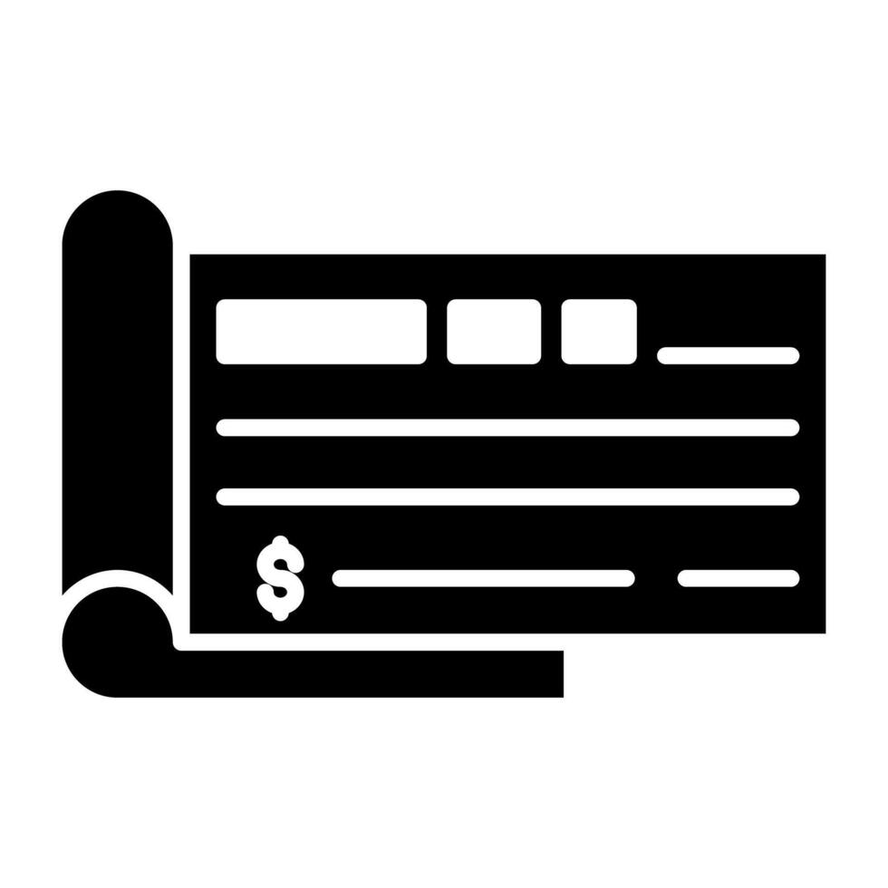 un glifo diseño, icono de cheque libro vector