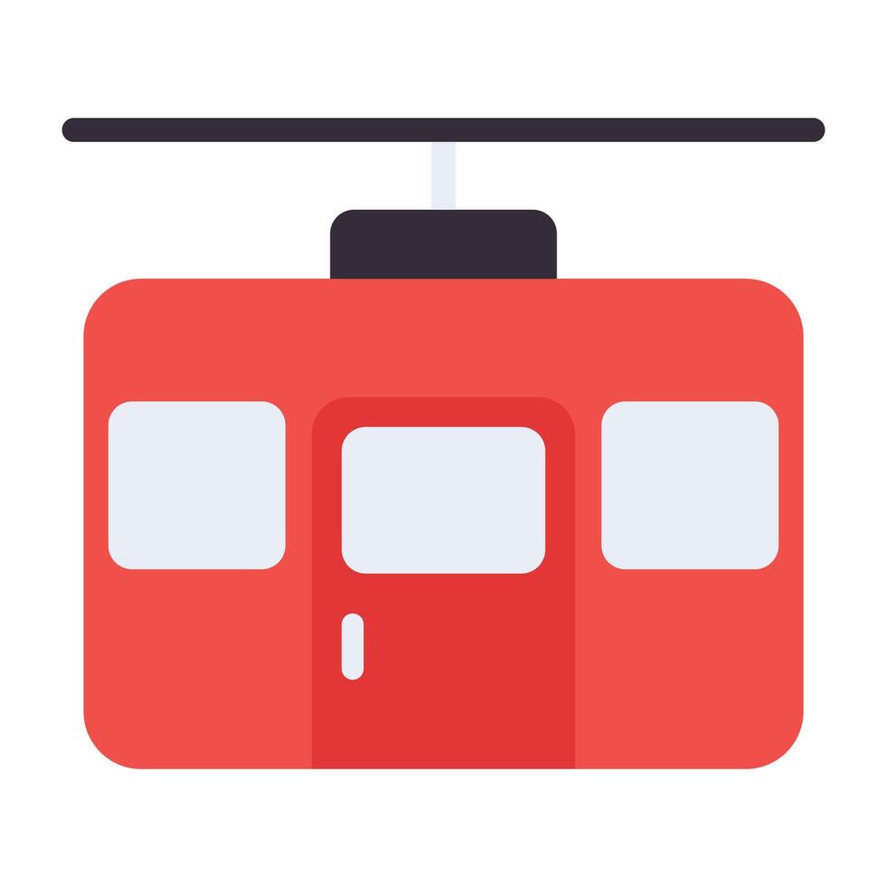 Flat cable car icon design, cable transport vector showing the concept of adventure