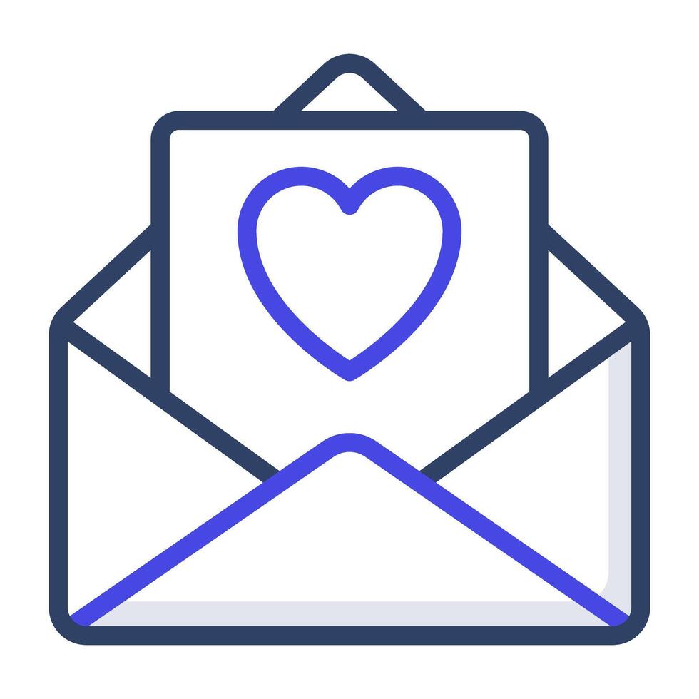 Heart on paper inside envelope, love letter icon vector