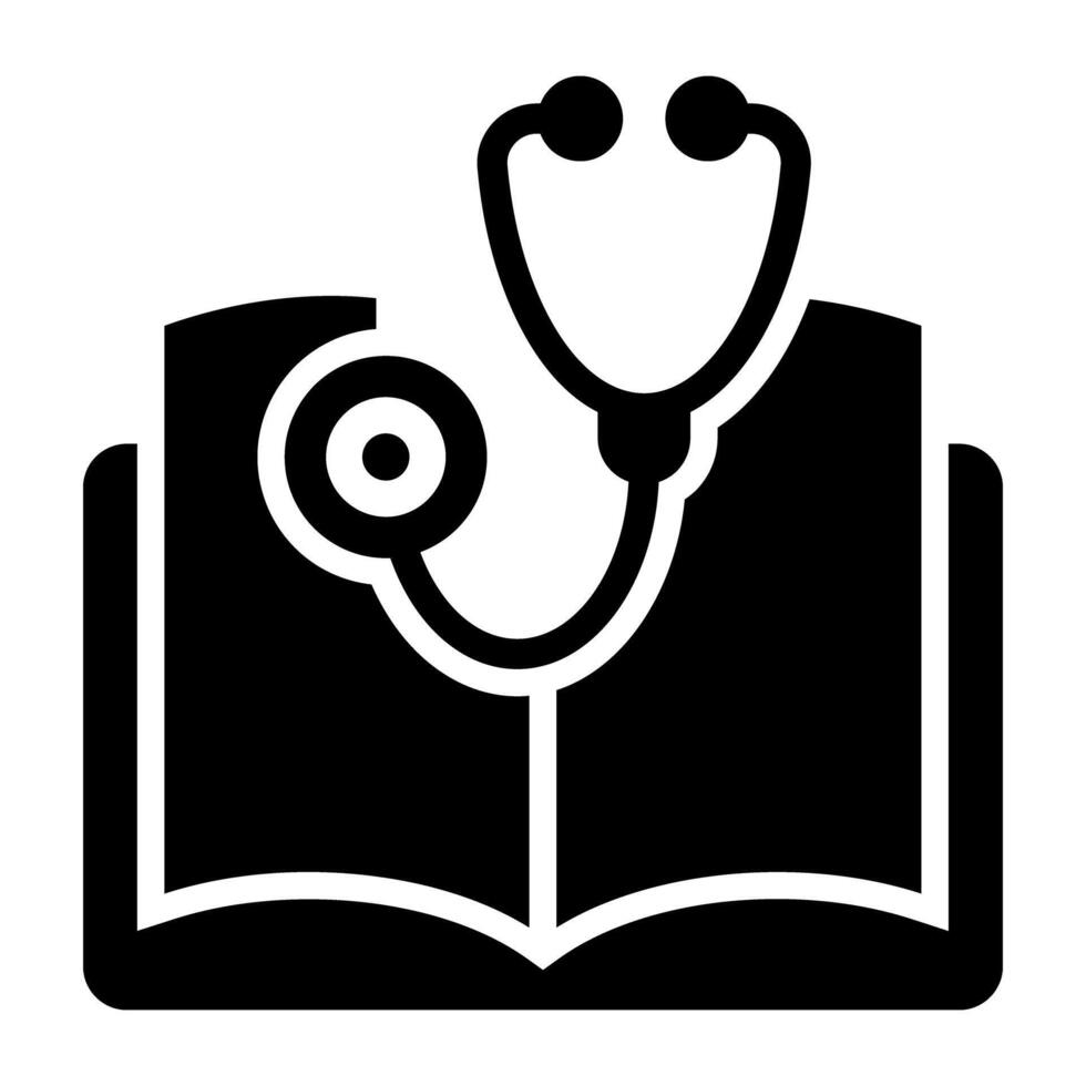 folleto con estetoscopio, médico libro icono vector