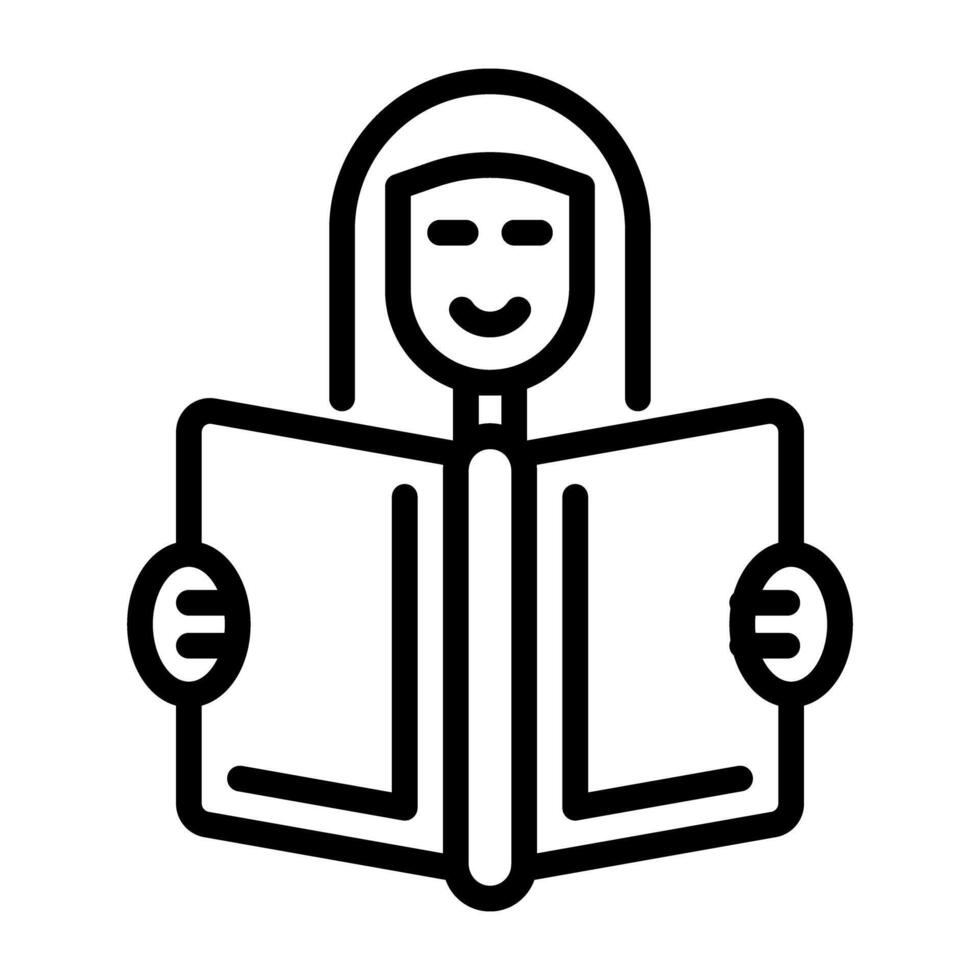 Female avatar with book showing concept of reader icon vector