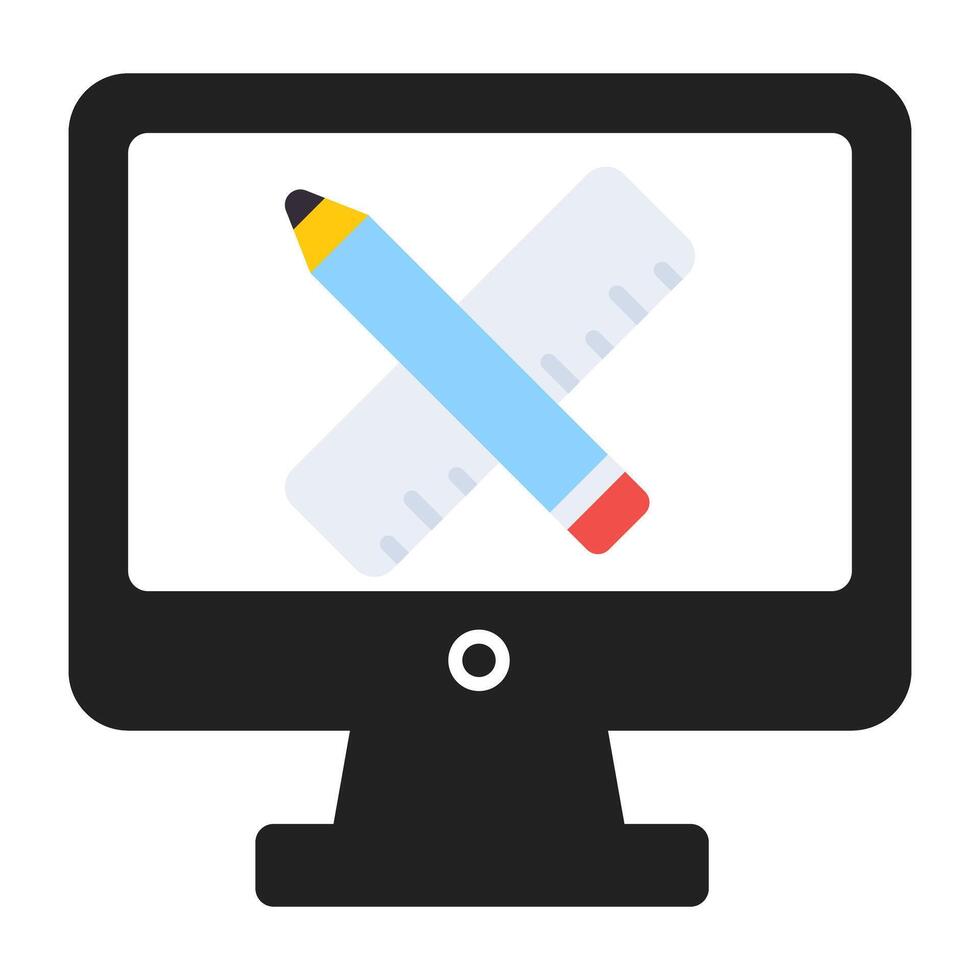 Scale with pencil, icon of online designing vector