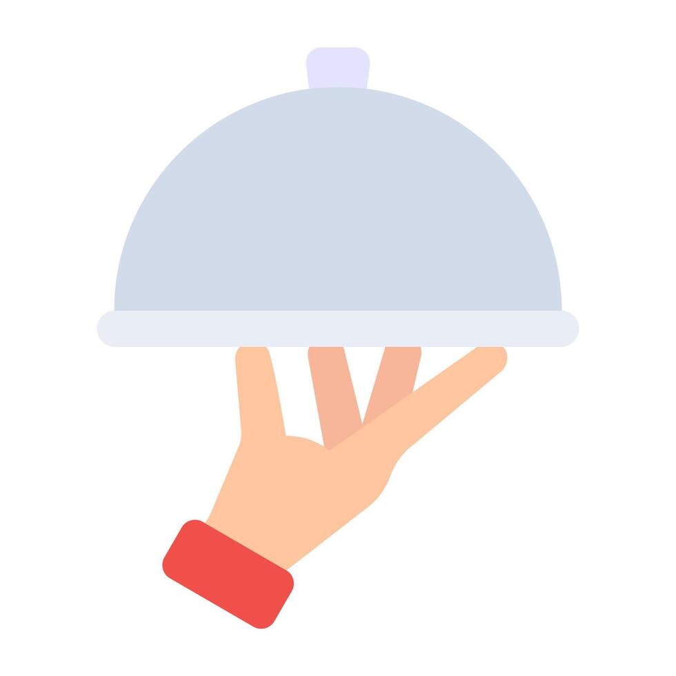 cloche, plato de comida que cubre el diseño del icono vector plano