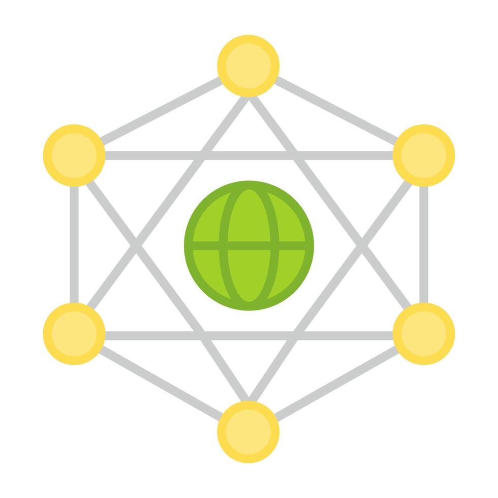 Globe with mesh network, icon of global network vector