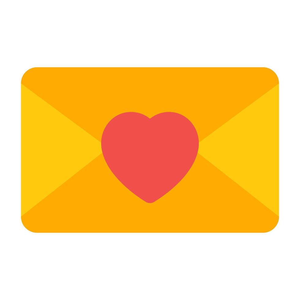 Heart on envelope, valentine letter icon vector