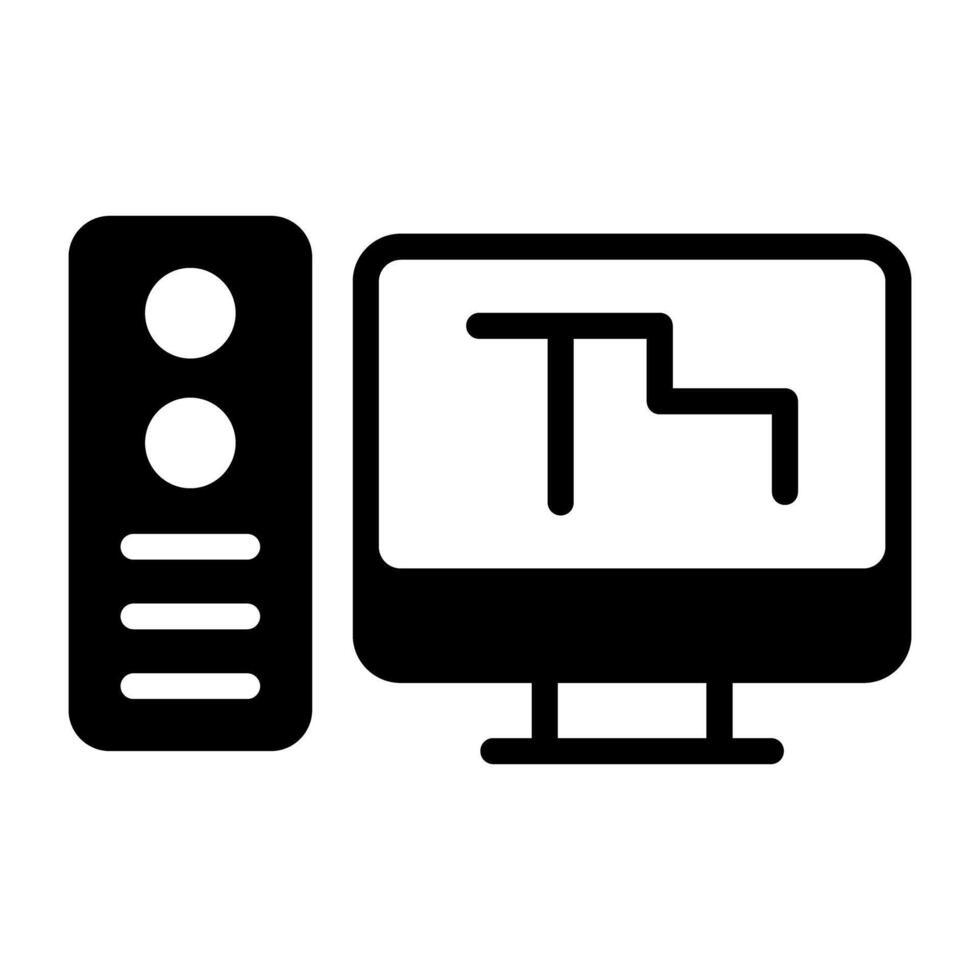 A solid design icon of workstation vector